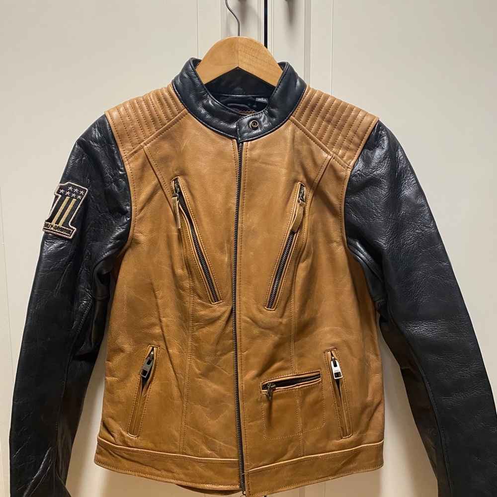 H-D Leather Jacket Brown & Black Size S